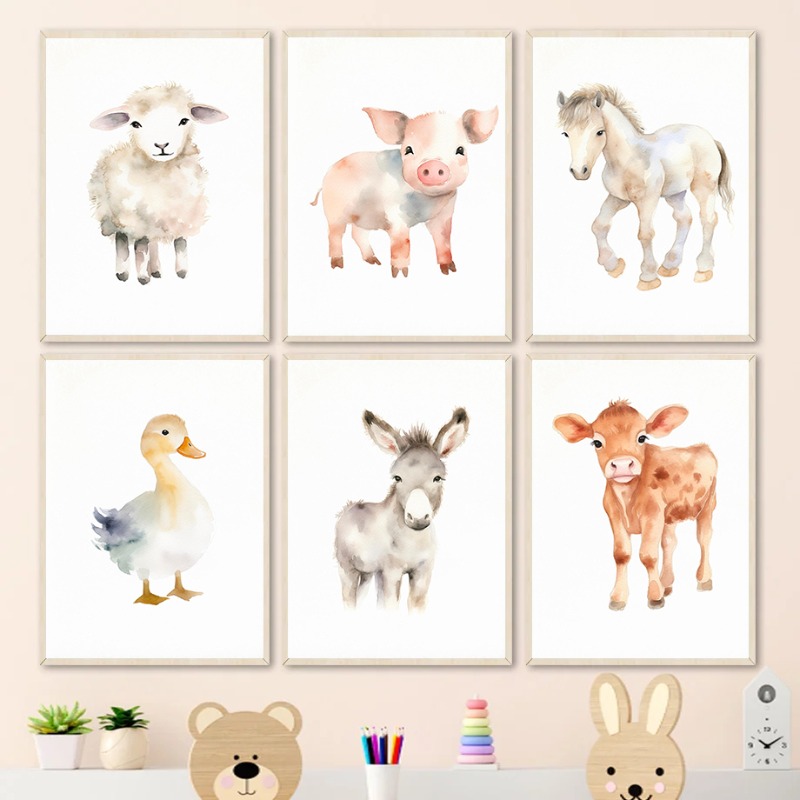 Watercolor Farm Animals Baby H - огляд і ціна Agriculture Vertical Farming