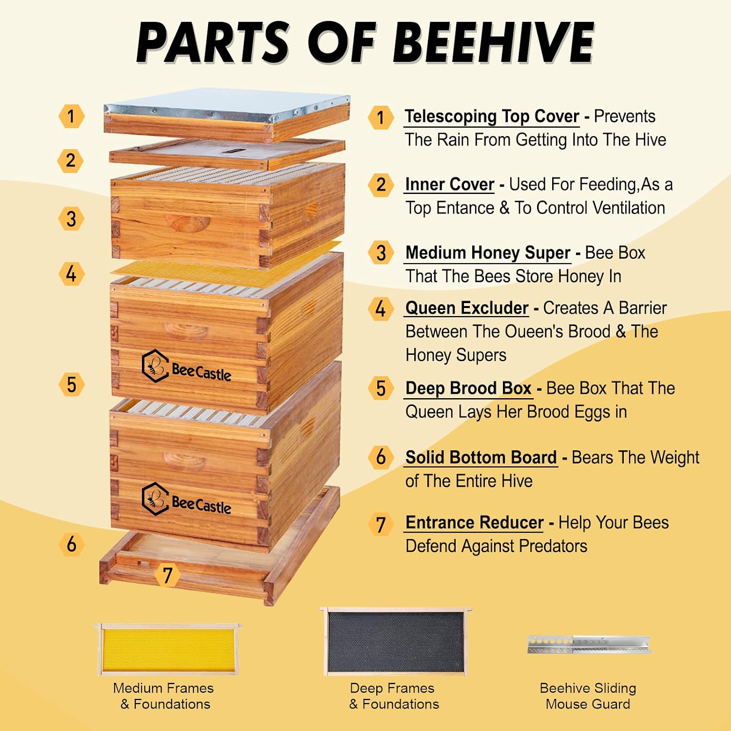 10 Frame Langstroth Bee Hive C - огляд і ціна Beehive Frame Wax